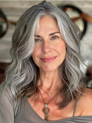 Grey Lacefront Wig Wavy Long Layered Wigs