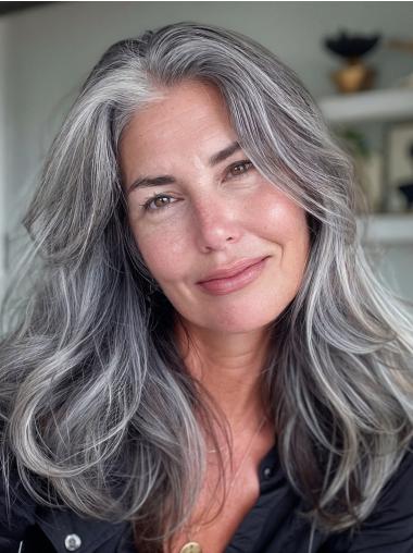 Grey Hair Wigs For Sale Remy Human Hair Layered 16" Long Wigs