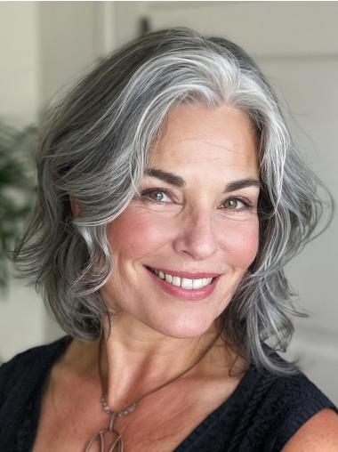 Grey Bob Wigs Lace Front Chin Length Wavy Wigs