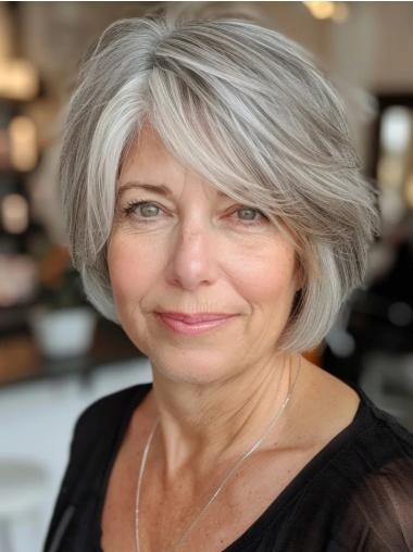 Women'S Short Grey Hairstyles Bobs Wavy Monofilament Wigs
