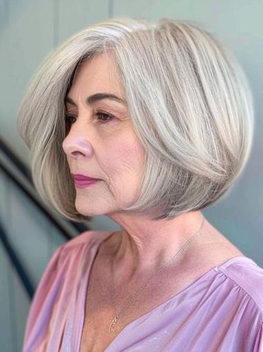 Bob Grey Wigs 10" Chin Length Monofilament Synthetic Wigs