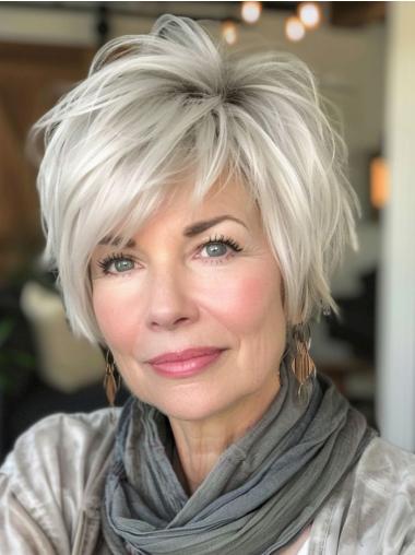 Lace Front Wig Grey 8" Short Straight Wigs