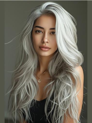 Grey Lace Front Wigs 20" Long Wavy Wigs