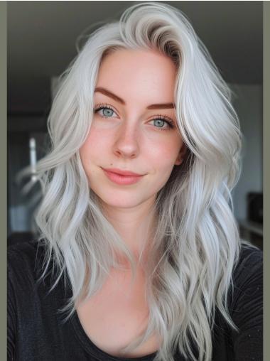 Grey Hair Styles For Older Women Wavy 16" Lace Front Long Wigs