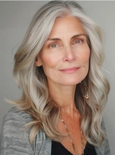 Wigs For Women With Grey Hair Long Wavy Layered Synthetic Wigs