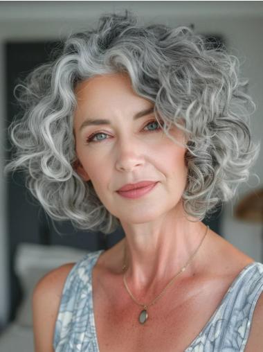 Grey Colored Wigs Curly 12" Synthetic Lace Front Wigs