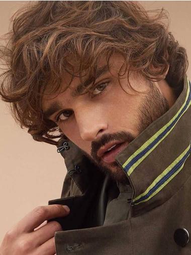 Human Hair Wigs Blonde Curly Short 6" Monofilament Wigs