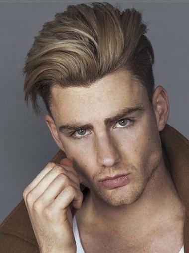 Human Hair Wigs Blonde Straight Cropped 4" Monofilament Wigs