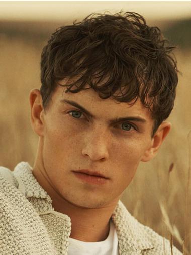 Men Lace Wig Monofilament Black Boycuts Straight Wigs