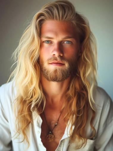 Wigs For Mens Long Hair Blonde Long Curly Synthetic Wigs