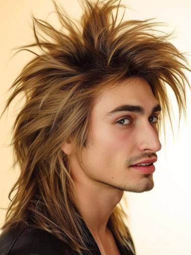 Mens Long Hair Wig Blonde Long Straight Remy Human Hair Wigs
