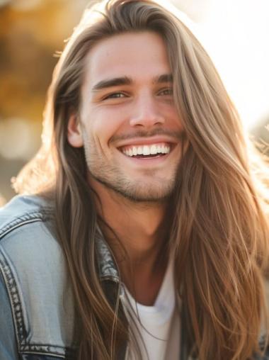 Mens Long Hair Wigs For Sale Blonde Long Straight Remy Human Hair Wigs