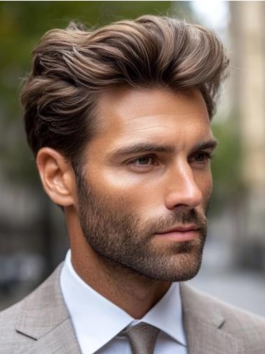 Hair Wig For Man Monofilament Brown Boycuts Wavy Wigs