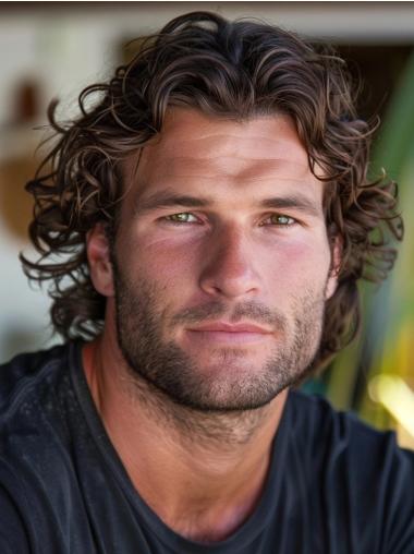 Front Lace Wig For Men Curly Layered 6" Synthetic Wigs