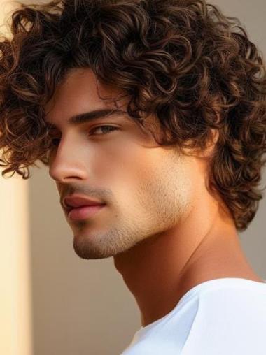 Men'S Wig Store Synthetic Lace Front Brown Curly Wigs