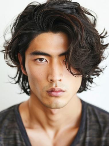 Men Wearing Wigs Layered 10" Chin Length Brown Wigs