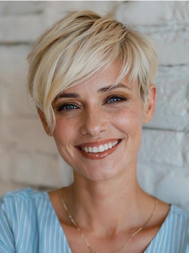 Short Wig Hair Styles With Bangs Synthetic 6" Blonde Wigs