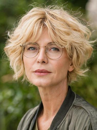 Real Short Hair Wigs 8" Wavy Lace Front Layered Wigs