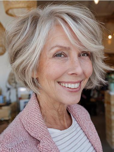 Wigs Short Hairstyles Remy Human Hair 8" Lace Front Wavy Wigs