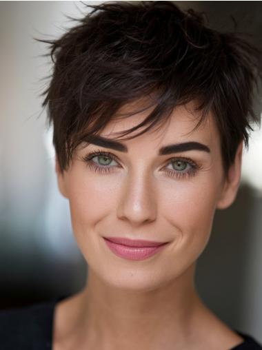 Short Layered Wigs Black Straight Remy Human Hair Wigs