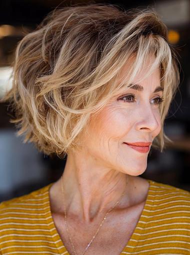 Short Wigs Hairstyles Synthetic 8" Monofilament Wavy Wigs