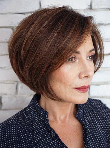 Short Bob Cut Wigs Remy Human Hair 8" Monofilament Straight Wigs