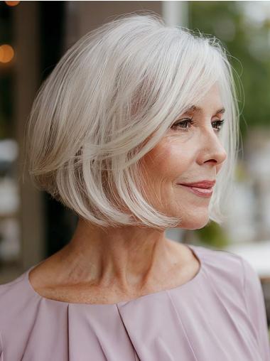 Lace Front Wigs Short Hair 8" Straight Bobs White Wigs