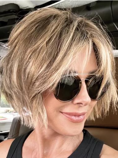 Short Bob Style Wigs Synthetic 8" Monofilament Wavy Wigs