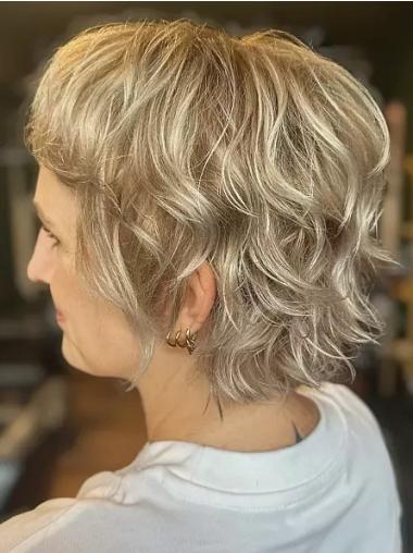 Wig Styles For Short Hair Remy Human Hair 8" Monofilament Wavy Wigs