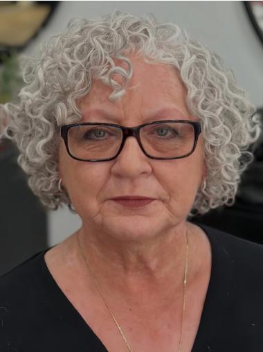 Curly Short Hair Wigs Remy Human Hair 8" Monofilament Wigs