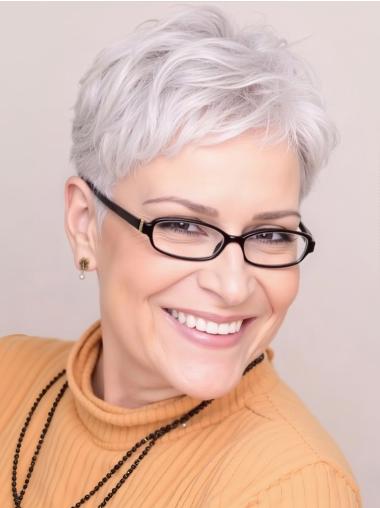 White Wigs Short With Bangs Straight 4" Lace Front Wigs