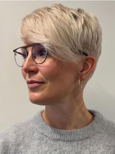 Short Blonde Pixie Wig Remy Human Hair Straight 4" Layered Wigs