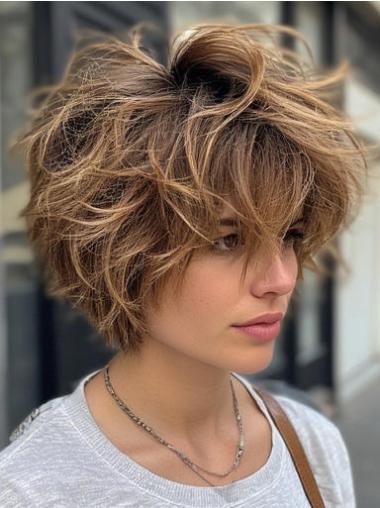 Short Wigs For Women Wavy Layered Monofilament Synthetic Wigs