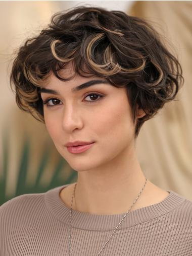 Short Curly Pixie Wigs Layered 6" Ombre Tone Synthetic Wigs