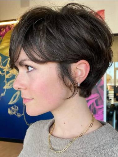 Short Wig Hair Styles 6" Wavy Layered Brown Wigs