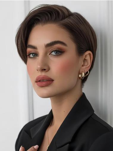 Short Bob Wig Human Hair Straight 6" Lace Front Wigs