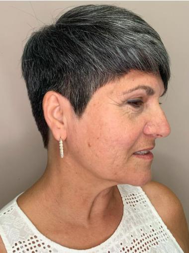 Gray Short Hair Wigs Boycuts Straight 4" Lace Front Wigs