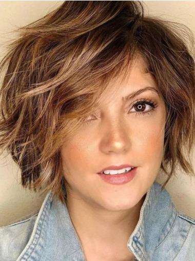 Short Wigs Human Hair 8" Wavy Lace Front Layered Wigs