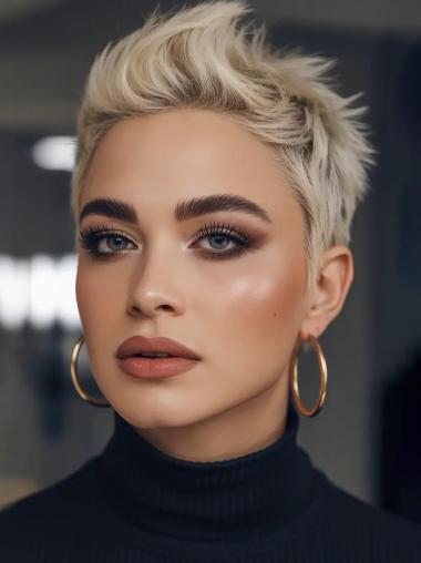 Short Blond Wigs Straight Boycuts Lace Front Synthetic Wigs