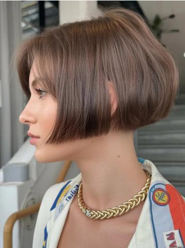 Short Human Hair Bob Wigs Straight 8" Monofilament Wigs