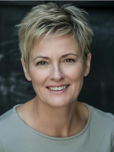 Short Lace Wigs Human Hair 4" Straight Boycuts Monofilament Wigs