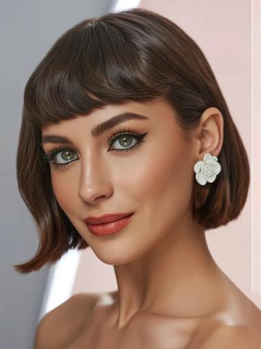 Short Wigs For Sale Wavy 8" Lace Front Brown Wigs