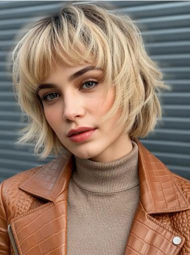 Short Style Wigs For Seniors Synthetic 8" Bobs Wigs
