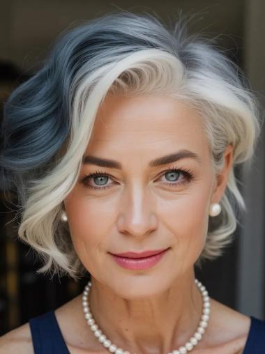 Ladies Short Wigs Layered 6" Ombre Tone Remy Human Hair Wigs