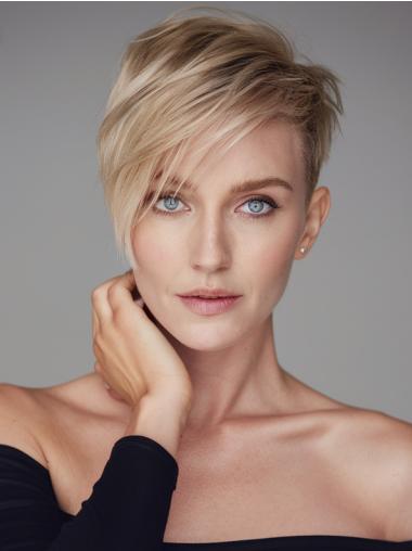 Wigs For Short Hairstyles With Bangs 4" Blonde Remy Human Hair Wigs