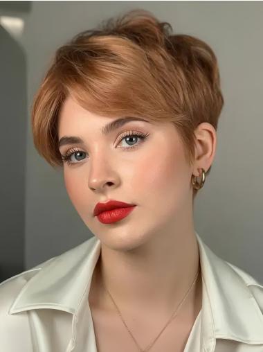 Lace Front Short Wigs Remy Human Hair 4" With Bangs Wigs