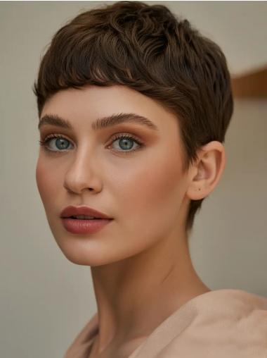 Short Lace Wigs Synthetic 4" Boycuts Brown Wigs