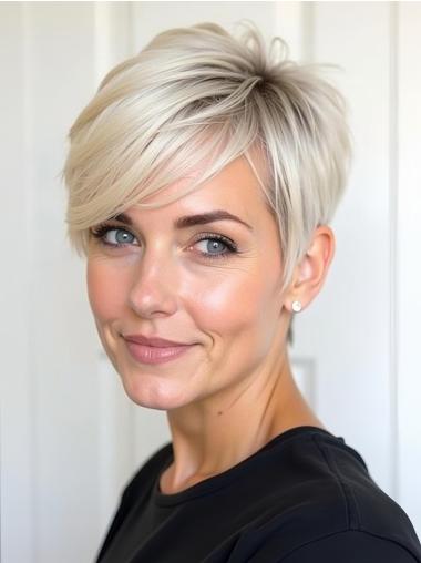 Short Monofilament Wigs Synthetic Straight 4" With Bangs Wigs