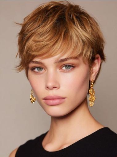 Short Lace Front Wigs Synthetic 4" With Bangs Blonde Wigs