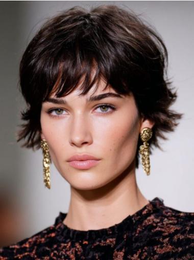 Short Bob Wigs Human Hair Wavy 6" Monofilament Wigs